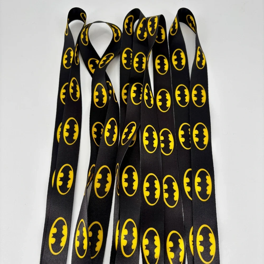 Batman Logo Lanyards Lot of 5 Black Yellow DC Comics Superhero ID Key Neck Strap